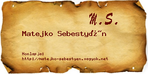 Matejko Sebestyén névjegykártya